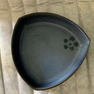 Handcrafted Blue Rounded Triangular Stoneware Bowl